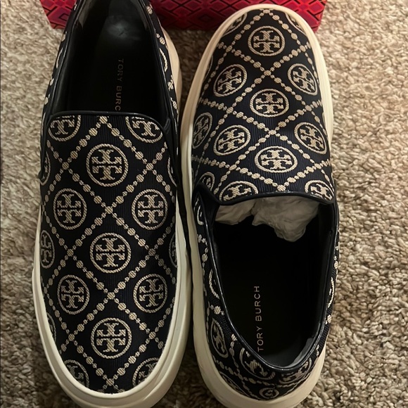 Tory Burch Navy and Cream Slip-On Sneakers - Picture 7 of 7